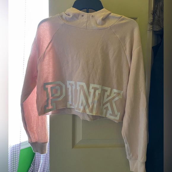 PINK Victoria's Secret Tops - PINK Light Pink Cropped Hoodie